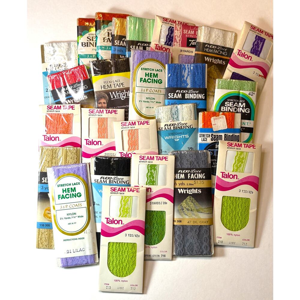 Assorted Lace Hem Tape: Lot of 26 for Crafting and Sewing  vn